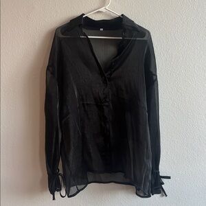 NWOT Vici Collection Sheer Black Button-Up Blouse